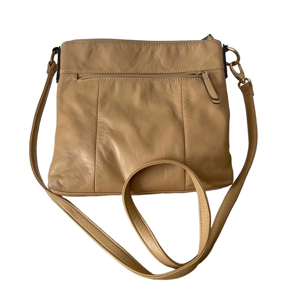 Tignanellino Women Shoulder Bag‎ 10.5" X9"X1" Tan one compartment Zipper Closure